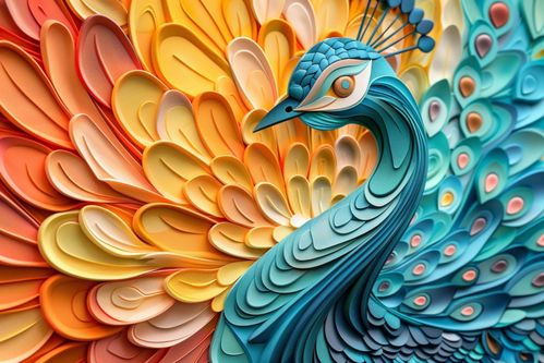 3d立體孔雀浮雕工藝品 海報設計 下載請至來源處