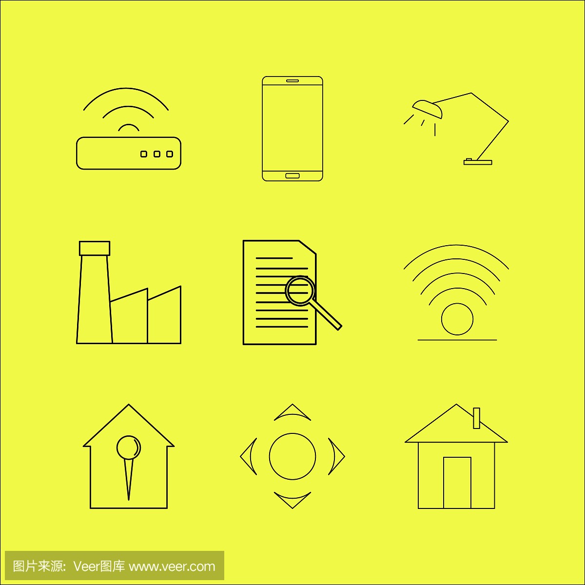Web線性圖標集。簡單的輪廓圖標